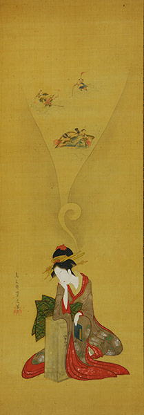 Hosoda Eishi (1756 - 1829), Young woman dreaming of The Ise Stories, early